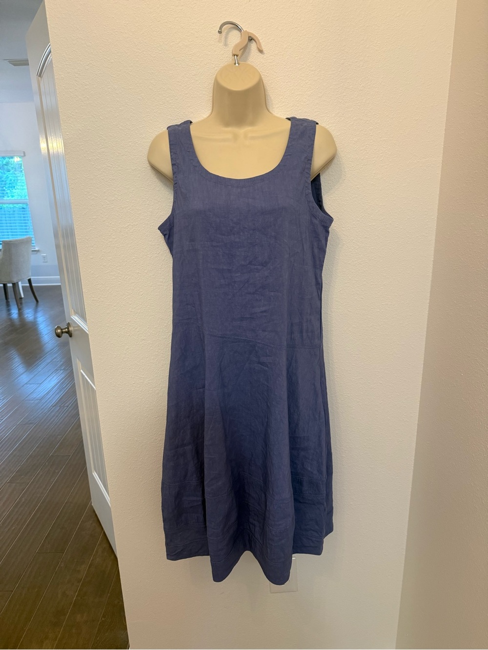 Eileen Fisher Linen Blend Shift Dress Medium Petite Purple Travel Minimalist